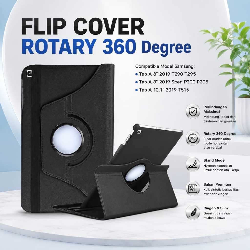 เคส Galaxy Tab A8 10.1 2019 - T295 P205 T515 T510 Flip Cover Leather Stand Rotary 360° ปลอกยืน
