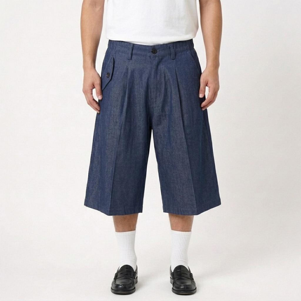 FRDM Streetwear กางเกงขาสั้นกางเกงจีบ Semiwool Stripes Men