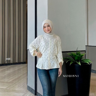 EONA Blouse Polkadot Ballon Atasan Peplum Motif Terbaru Blouse Wanita Korea By Modisni