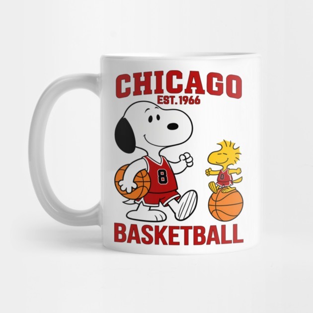 Snoopy Basketball - Chicago Bulls BK0067 - แก้วน้ําชาบาสเก็ตบอล Snoopy