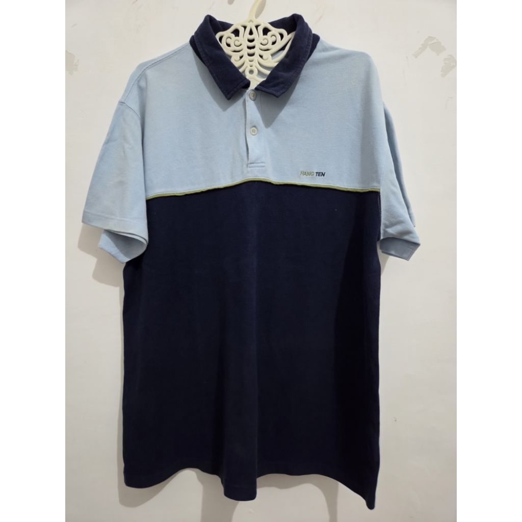 KEMEJA Hang Ten เสื้อโปโลแขนสั้นผ้าฝ้ายสีฟ้าสําหรับผู้ชาย