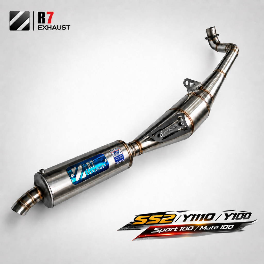 ท่อไอเสียมาตรฐาน Fizr Alfa Bravo SS2 Y110 Y100 Mate 100 Sport 100 RC80 RC100 RC110 Crystal คริสตัลสแตนเลสโล่ R7
