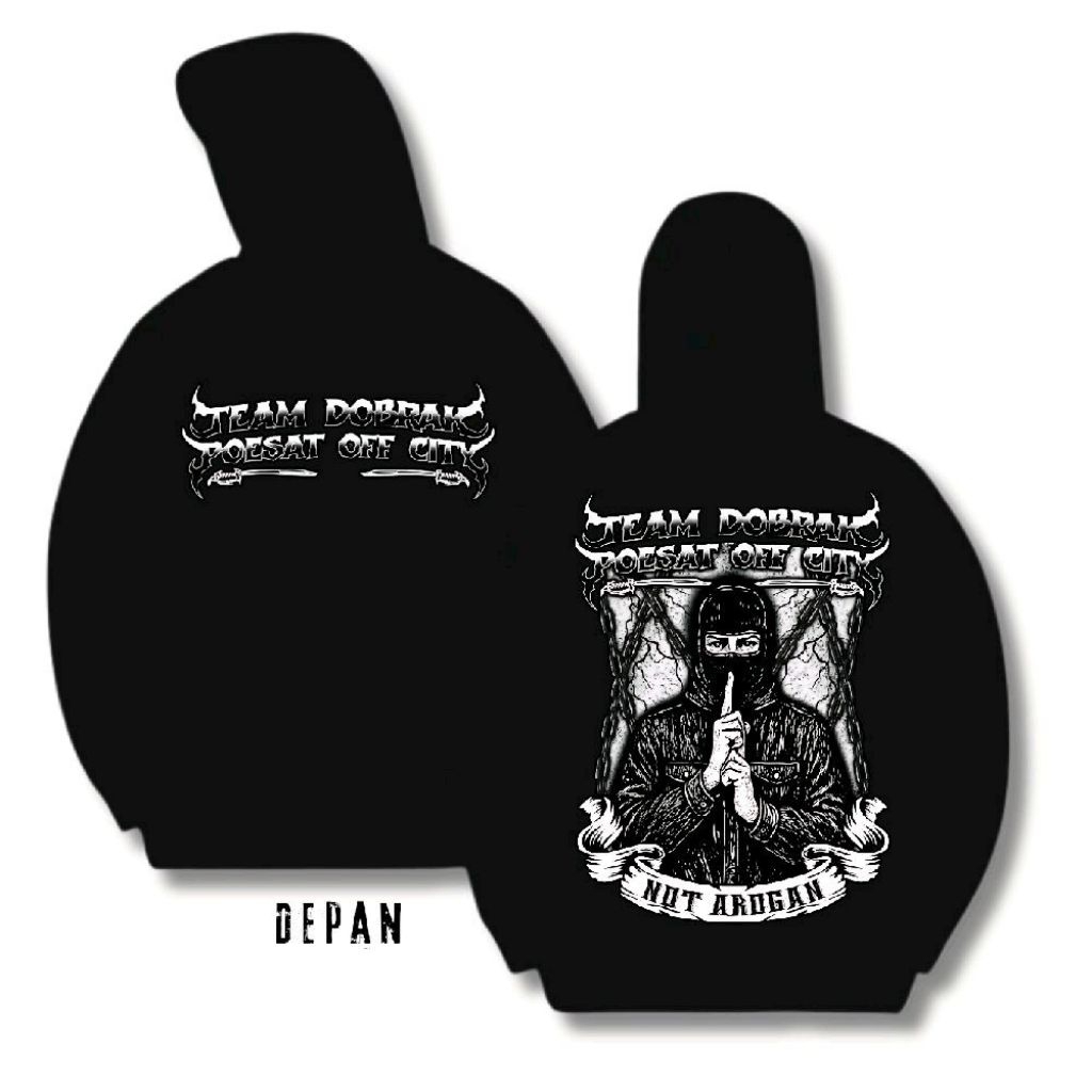 PP101 Hoodie ทีม Dobrak Pusat Of City Unisex สีดําคุณภาพดีที่สุดหนา Smooth วัสดุ