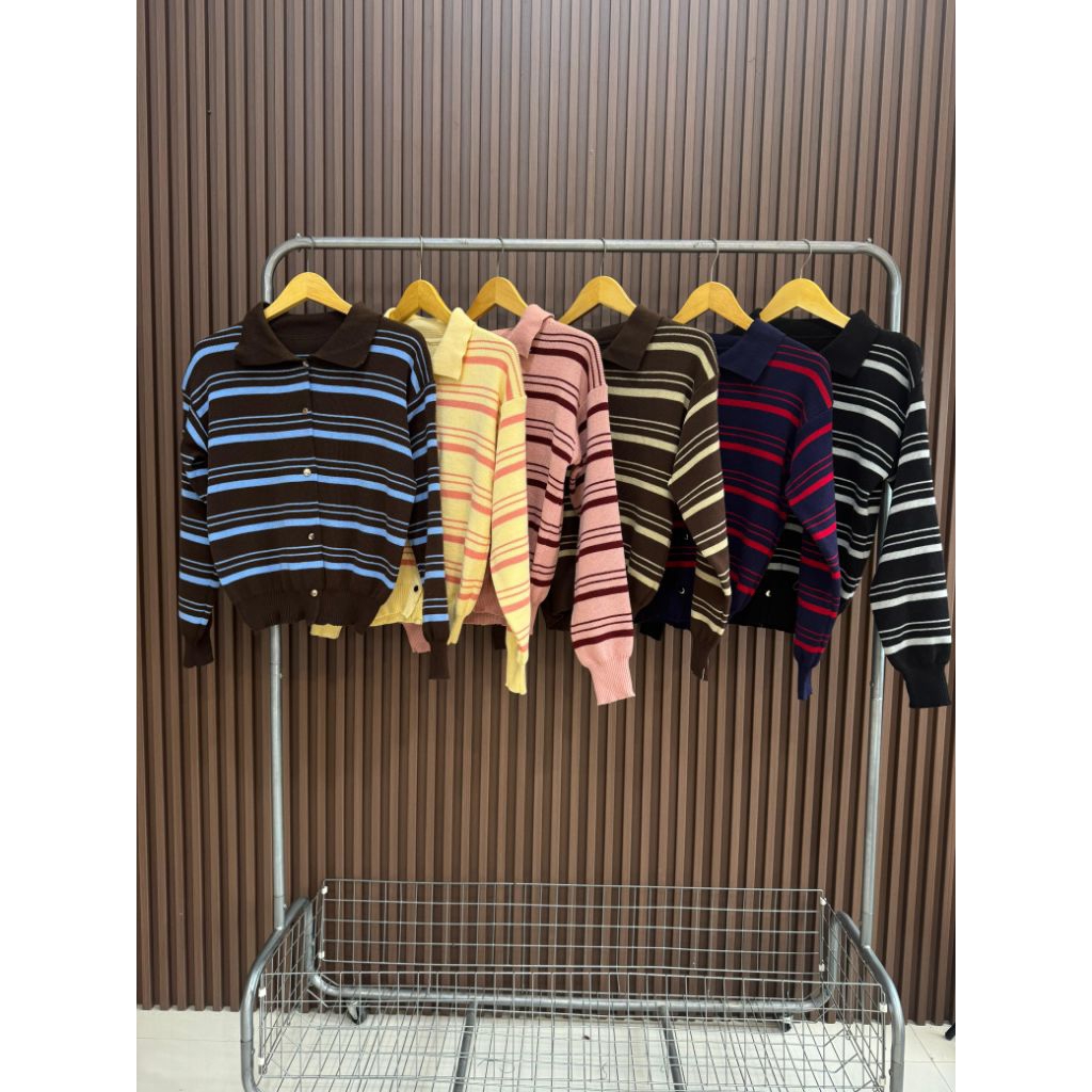ELORA STRIPE CARDIGAN | STRIPE KNIT CARDIGAN | เสื้อคาร์ดิแกนผ้าถักสําหรับผู้หญิง | เสื้อคาร์ดิแกนผ้
