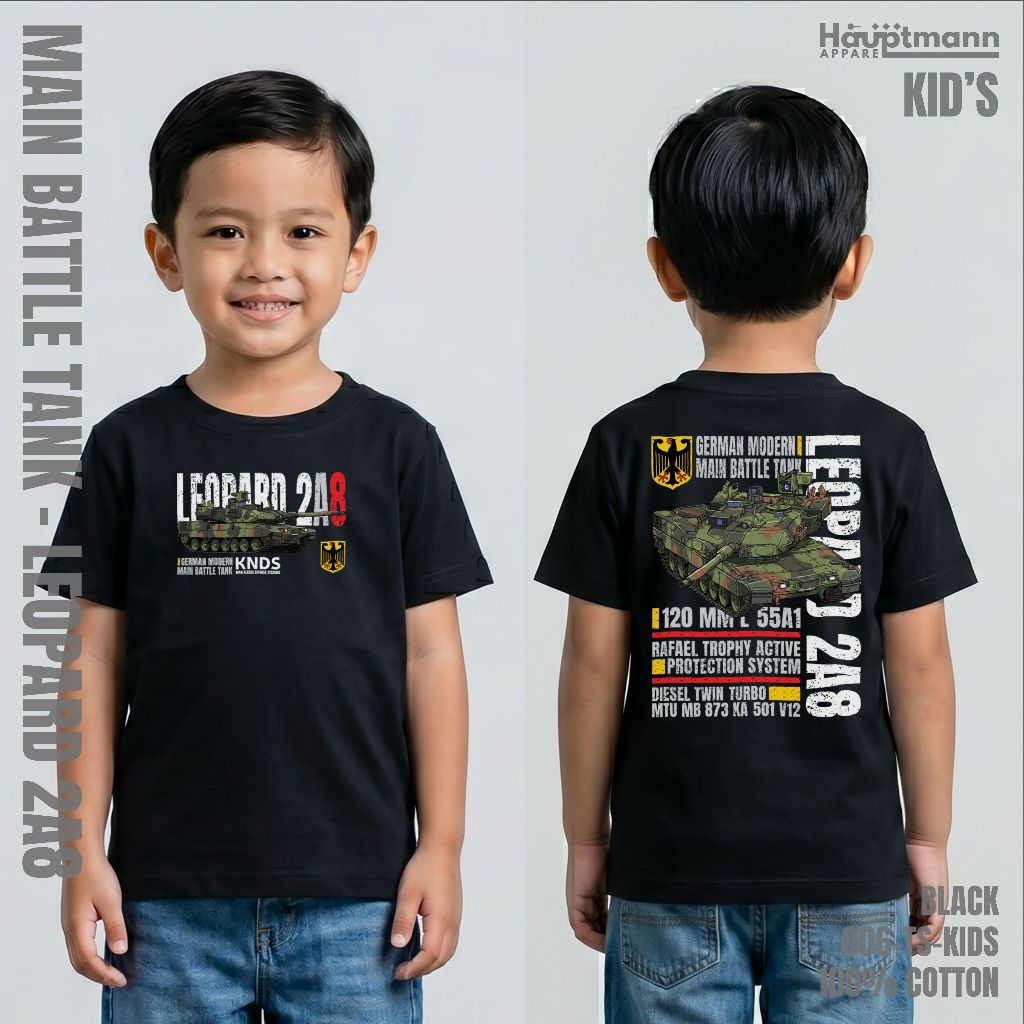 Hauptmann - Distro Kids T-Shirt - Leopard Tank 2A8 - ถังรบหลัก - ผ้าฝ้าย 100% - พรีเมี่ยม - Unisex