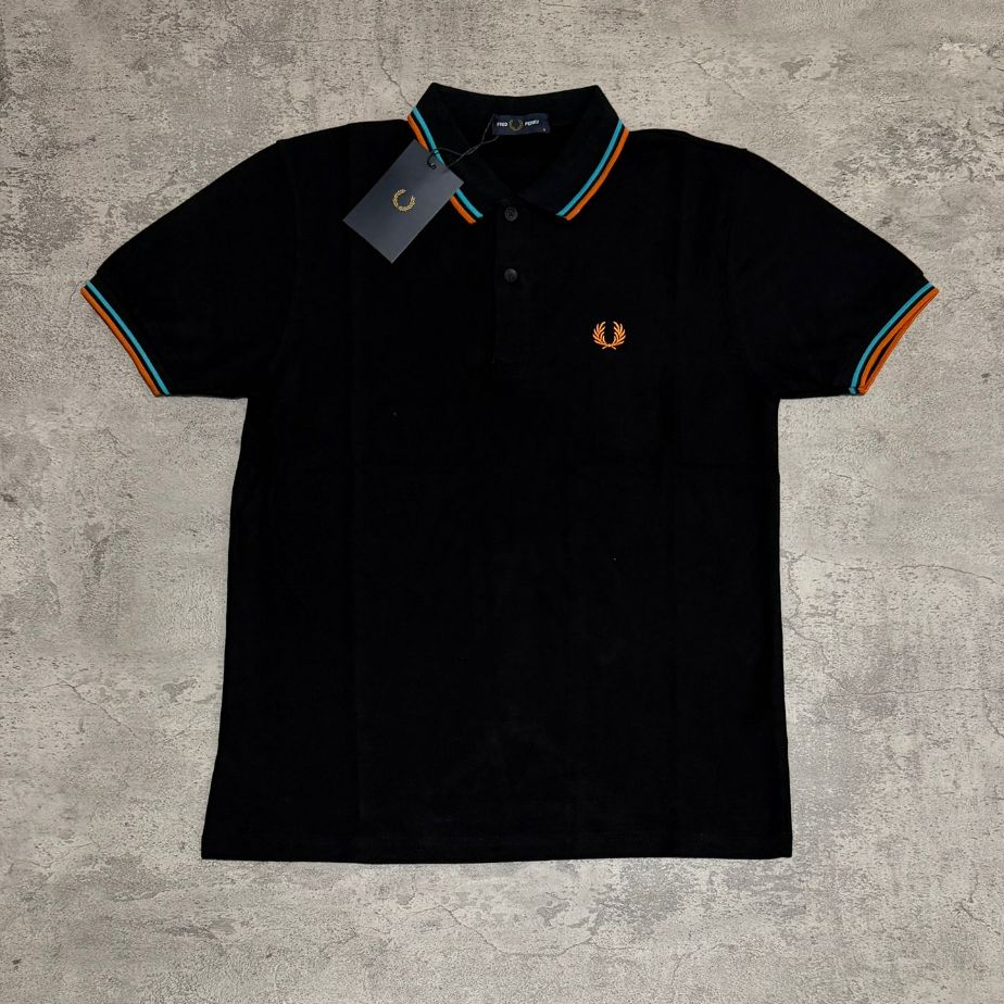 Fred Twin BlueOrange Strip Poloshirt//Lacos Fp Twin Premium//Frist Twin Branded Collar