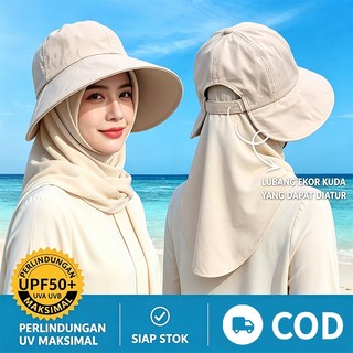 Topi Pantai Wanita Berhijab Topi Outdoor Pelindung Sinar Matahari Topi Visor Aktivitas Anti Ultra-Violet
