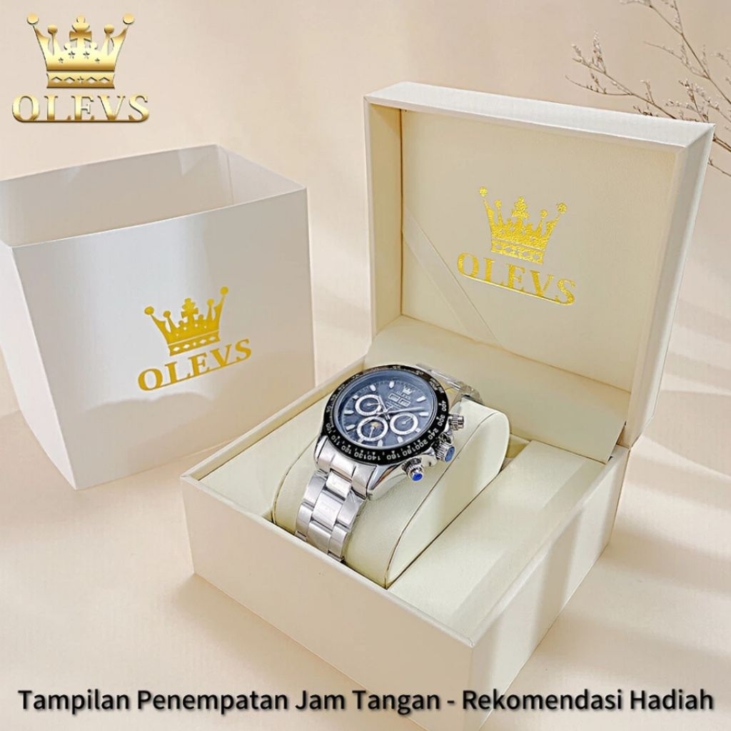 OLEVS มะกอก กล่องนาฬิกาแฟชั่นหนังแท้กล่องนาฬิกาคุณภาพสูงของแท้กระเป๋าถือนาฬิกา