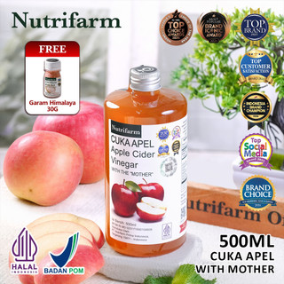 Cuka Apel Original Organik 500ml / Apple Cider Vinegar With Mother Free Himalaya Salt 30gr