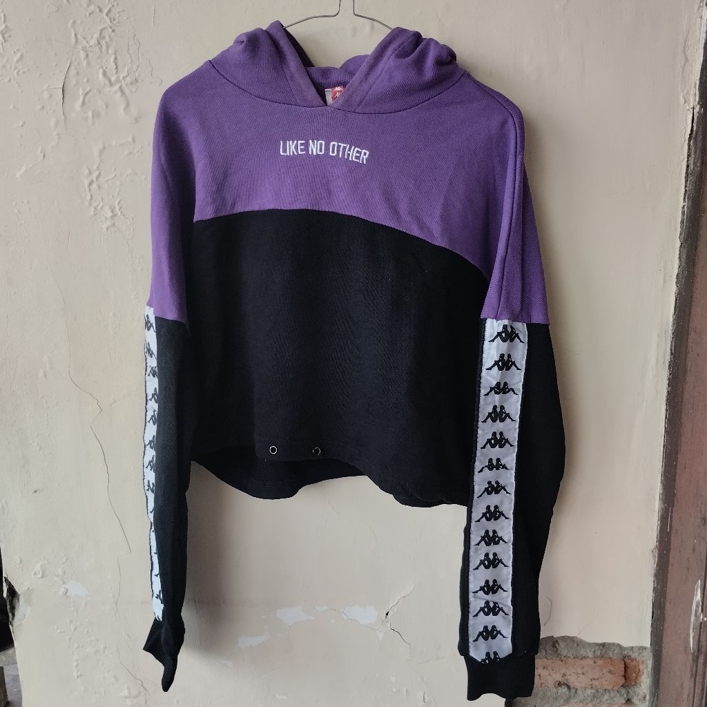 Kappa Purple Cropped Hoodie Womens Size X-Small Original Sweat Jacket