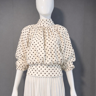 HAGOO AMEERA TIE TOP ATASAN WANITA POLKADOT  BLOUSE KOREAN FLOWLY DAILY