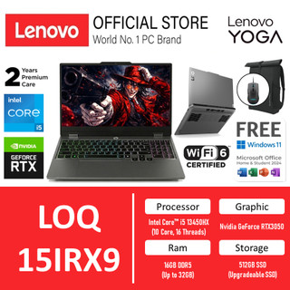 Lenovo LOQ 15IRX9 RTX3050 6GB Intel Core I5 13450HX - Ram 16GB Storage 512GB SSD Windows 11 Home + Office 15.6" FHD IPS 144HZ 100%SRGB 4ZRGB 2Y PREM+ADP -ASID