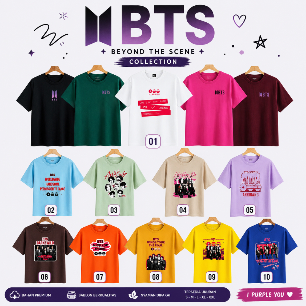 C03883 BTS ARIRANG T-SHIRT / BTS World Tour 2026 / เสื้อยืดเกาหลี Premium DTF Screen Printing