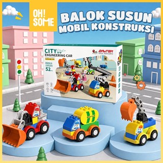 (Limited Deals) OHSOME  Yinerle City Engineering Car Robot 52 Pcs / Mainan Rakit Blok Susun Balok Mobil Robot Edukasi Anak 52 Pcs
