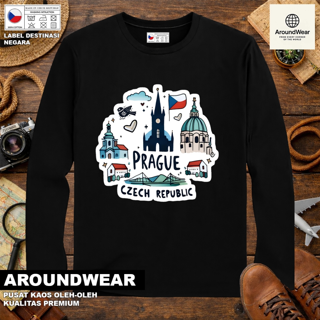 เสื้อยืด LONG-SLEEVED โดย CZECH 17 พร้อมแท็กที่ผ่านมาศล CZECH REPUBLIC SOUVENIR ของขวัญระดับพรีเมียม