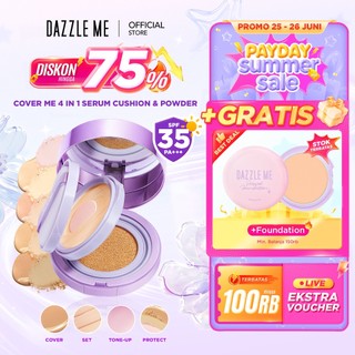 [NEW LAUNCH] DAZZLE ME Cover Me 4-in-1 Serum Cushion & Powder SPF35 PA+++ Complexion 4in1 Cushion Tone Up Powder Setting Powder Two Way Cake Mengontrol Minyak Ringan dan Tahan Lama 36 Jam