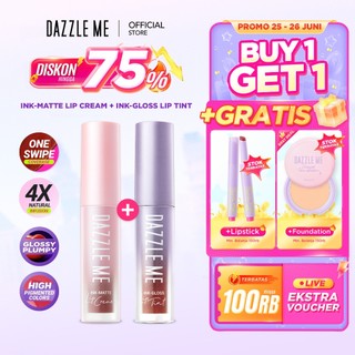 [BUY 1GET 1] DAZZLE ME Ink-Credible Matte Bundle Ink Matte Lip Cream & Ink Gloss Lip Tint with Comfy Matte and Glossy Finish High Pigmented LongLasting