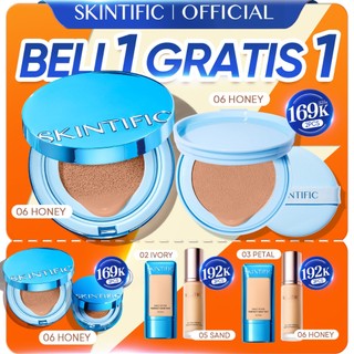 [BIG SALE]SKINTIFIC Makeup Collection Cushion Bedak Tabur Bedak Padat Foundation BB Cream & Lip serum – Cocok Kulit Berminyak/Berjerawat, Kontrol Minyak, Matte, Tutupi Noda, Tahan Lama, Cerah & Hydrasikan, concealer, high coverage, oil control