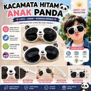 Kacamata Hitam Anak Panda Silikon Unisex || Model Panda, Desain Kartun Lucu, Perlindungan UV