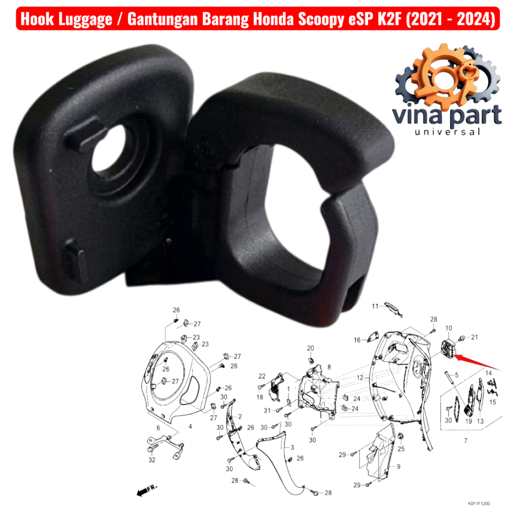 GANTUNGAN กระเป๋าเดินทาง Hook กระเป๋าเดินทาง Honda Scoopy ใหม่ Scoopy prestige 2021-2024 K2F 81133K2