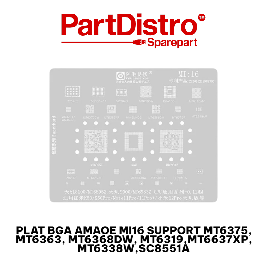 AMAOE MI16 IC MOLDING PLATE / AMAOE MI16 BGA PLATE SUPPORT MT6375, MT6363, MT6368DW, MT6319, MT6637X