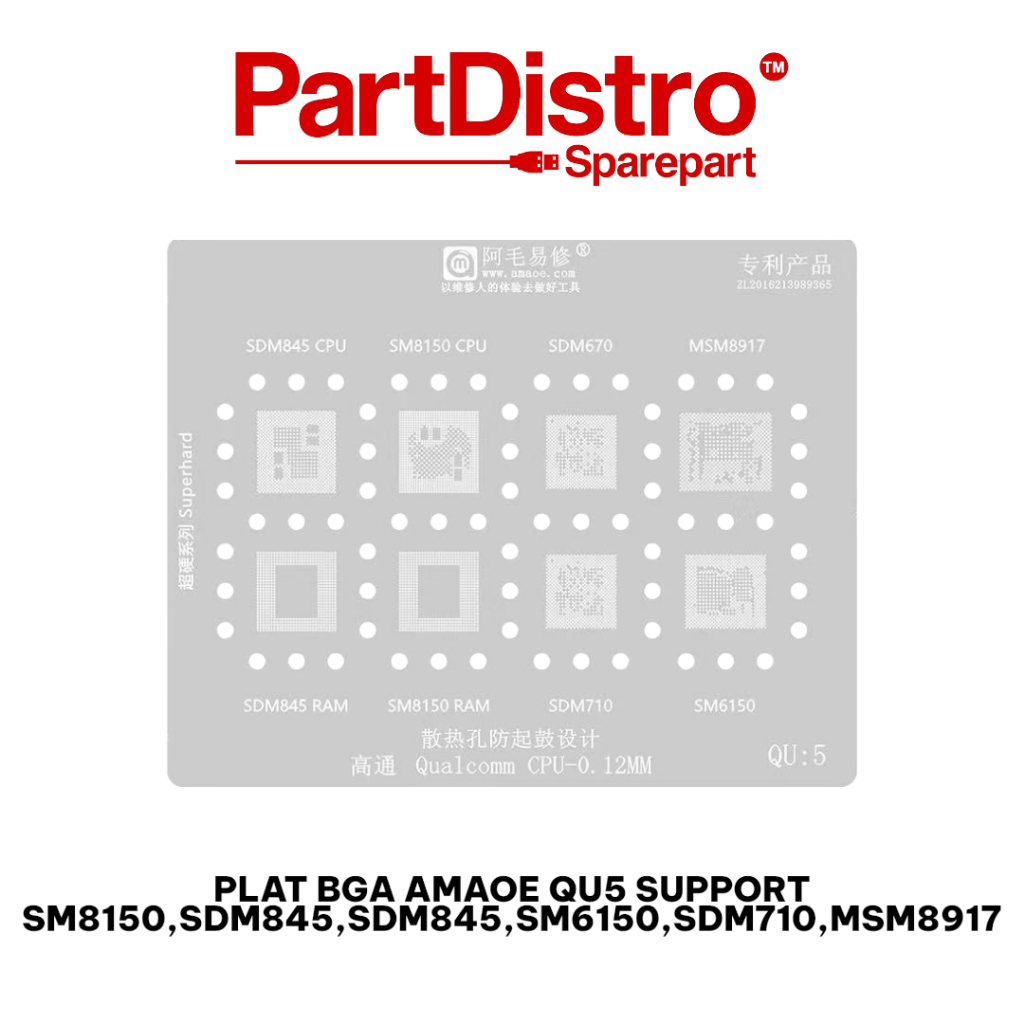 AMAOE QU5 IC MOLDING PLATE / AMAOE QU5 BGA PLATE SUPPORT SM8150,SDM845,SM6150,SDM710,MSM8917 จาน BGA