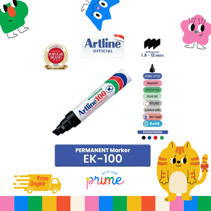 ARTLINE ปากกามาร์กเกอร์ถาวร EK-100 - สีดํา / น้ําเงิน