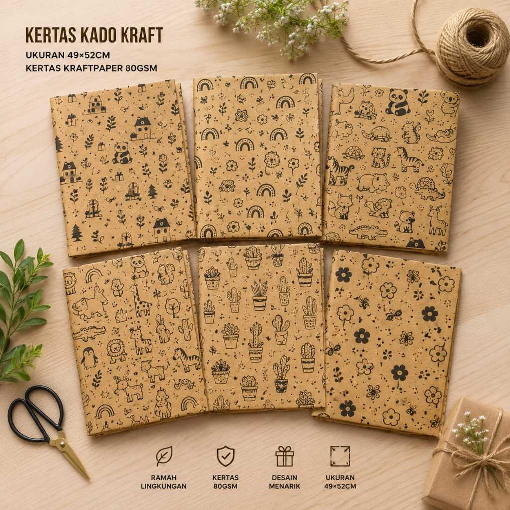 SAMSON GIFT PAPER AESTTHETIC MOTIF / Aesthetic Kraft Gift Paper Motif Gift Paper