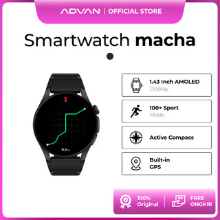 ADVAN Smartwatch Macha Watch | AMOLED 1.43” Inch | Built-in GPS | Compass | Bluetooth Call | AI Assistant | 3ATM | 7 Hari Baterai | Garansi Resmi 1 Tahun