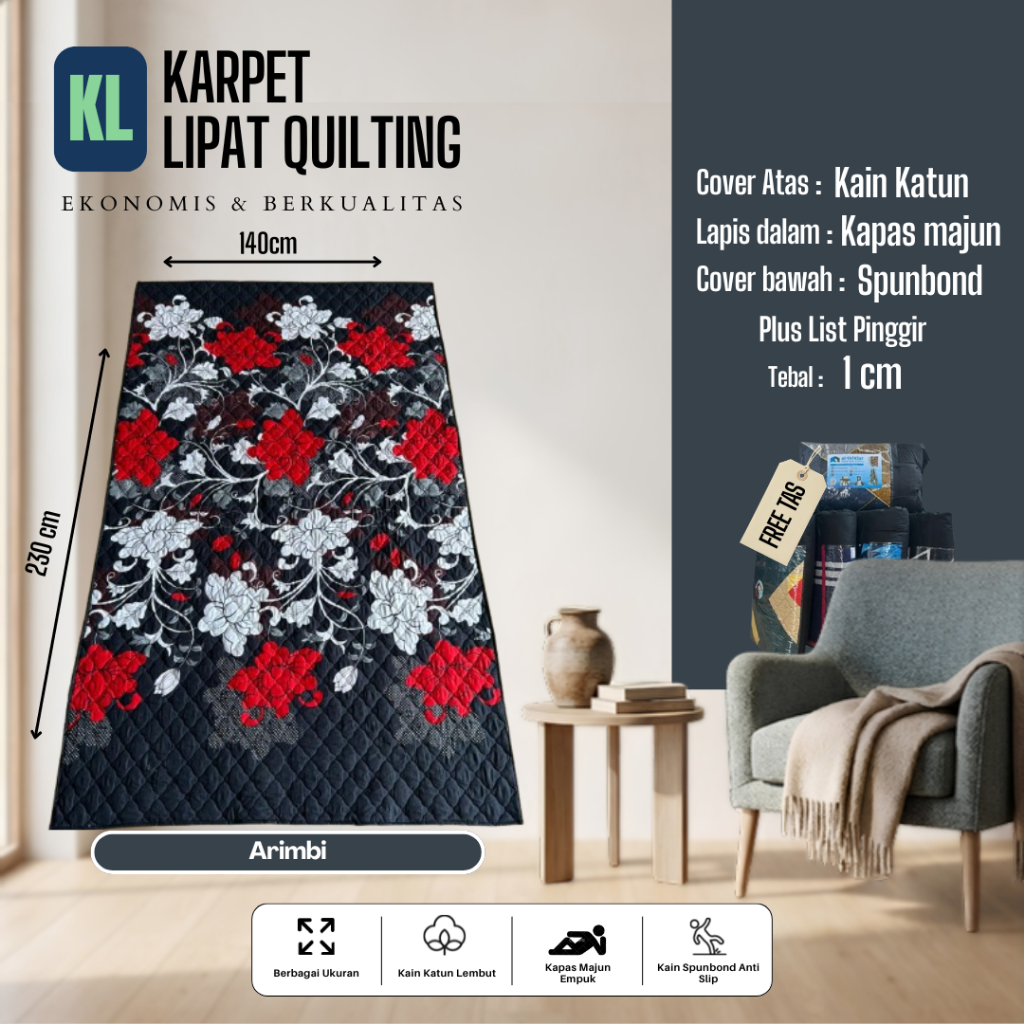 พรมพับผ้านวมปักมาตรฐาน Arimbi Motif KS139 (ขนาด 230ซม. x 140ซม.) วัสดุนุ่มสบาย นุ่ม นุ่ม & ทําให้บ้า