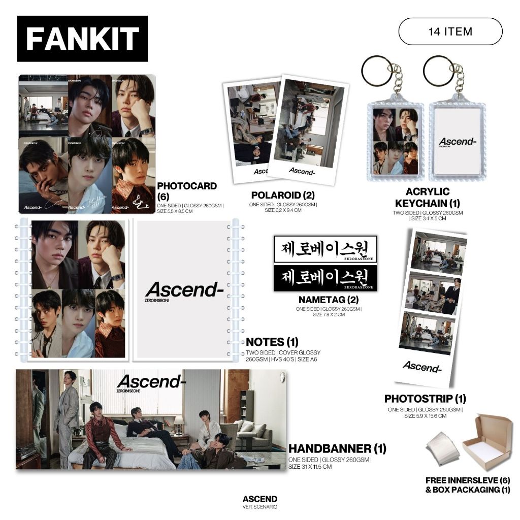 FANKIT ZEROSE ASCEND 26 รายการ KPOP UNOFFICIAL JIWOONG HANBIN MATTHEW TERAE RICKY GYUVIN GUNWOOL