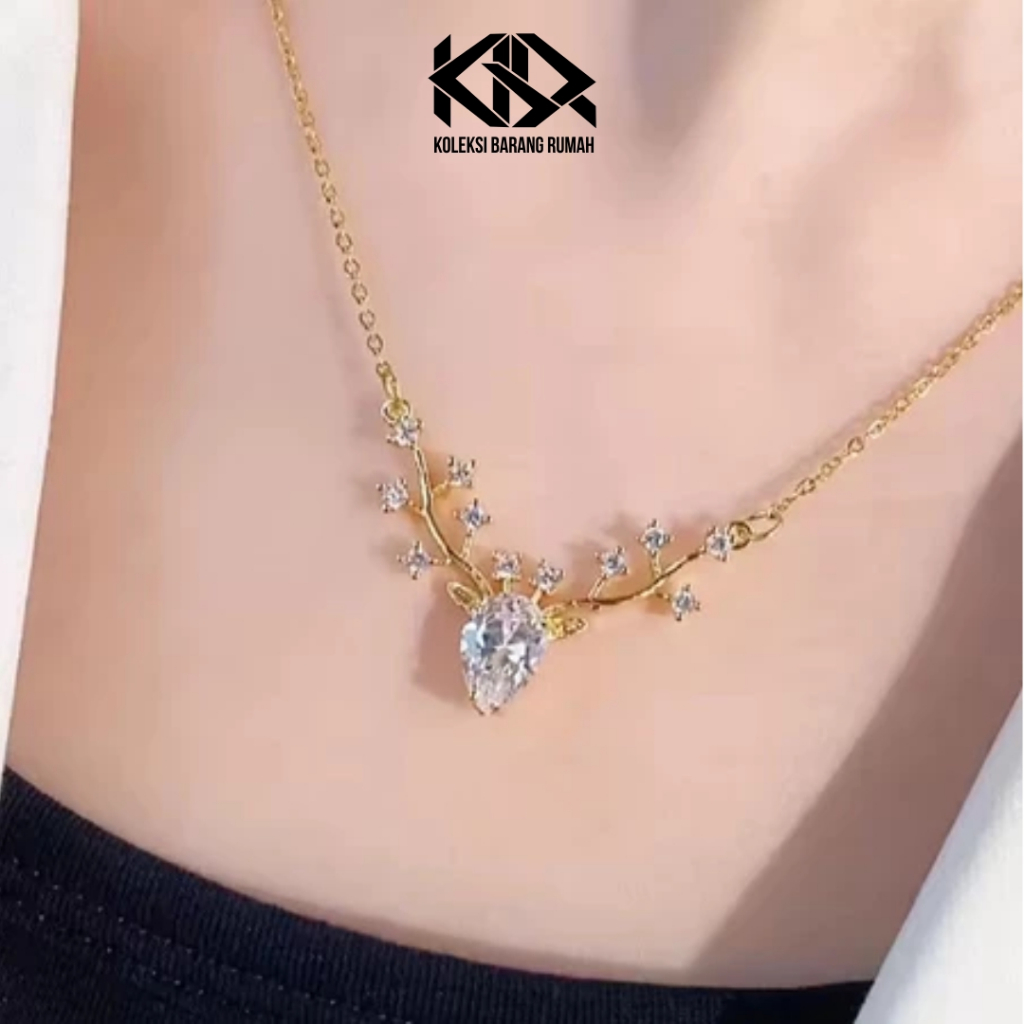 KBR สร้อยคอเขากวางมุกสีเงินหรูหรา A195