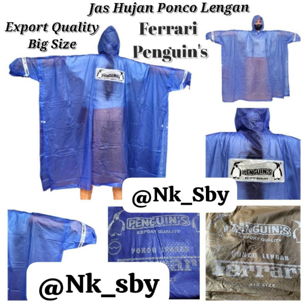 ( FERRARI Penguins Sleeve Poncho) เสื้อกันฝนเสื้อปอนโชแขน FERRARI Penguins | เสื้อกันฝนเสื้อปอนโชแขน