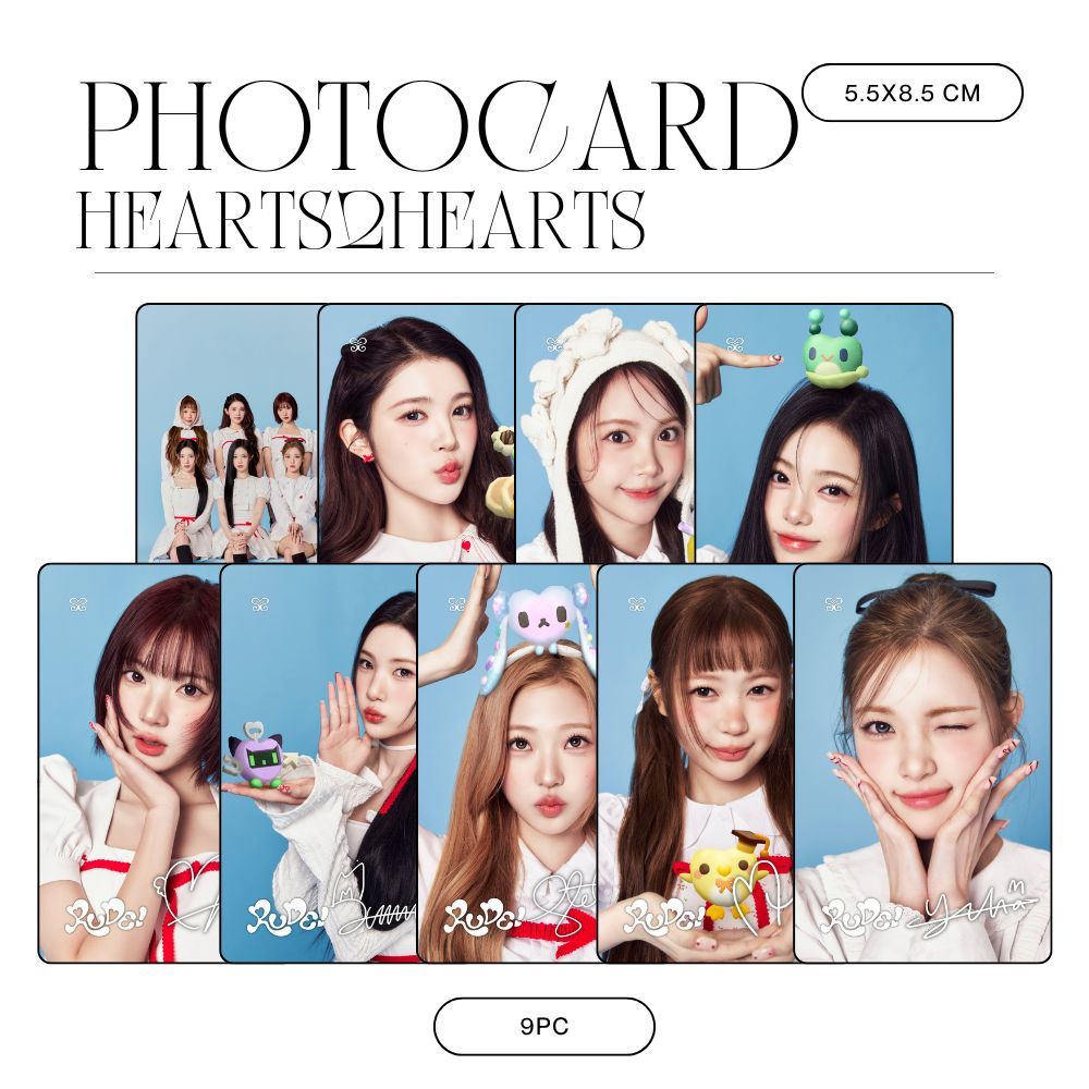 HOLOGRAM PHOTOCARD HEARTS2HEARTS RUDE 9 ชิ้น KPOP การ์ด UNOFFICIAL H2H CARMEN JIWOO YUHA STELLA YEON