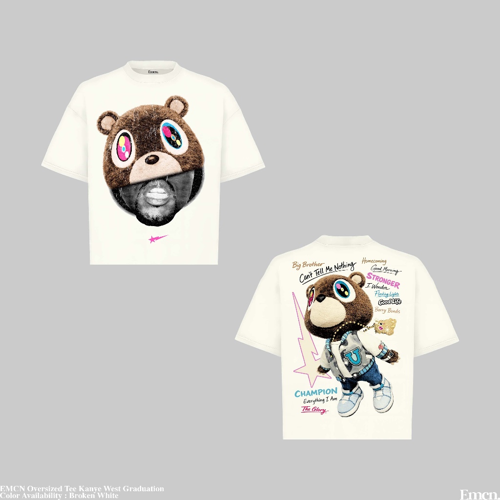 EMCN เสื้อยืดโอเวอร์ไซส์ Kanye West Graduation