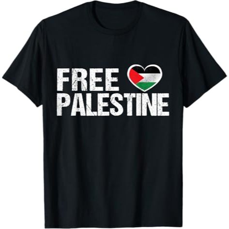 เสื้อยืด Palestine Flag Heart Free Palestine