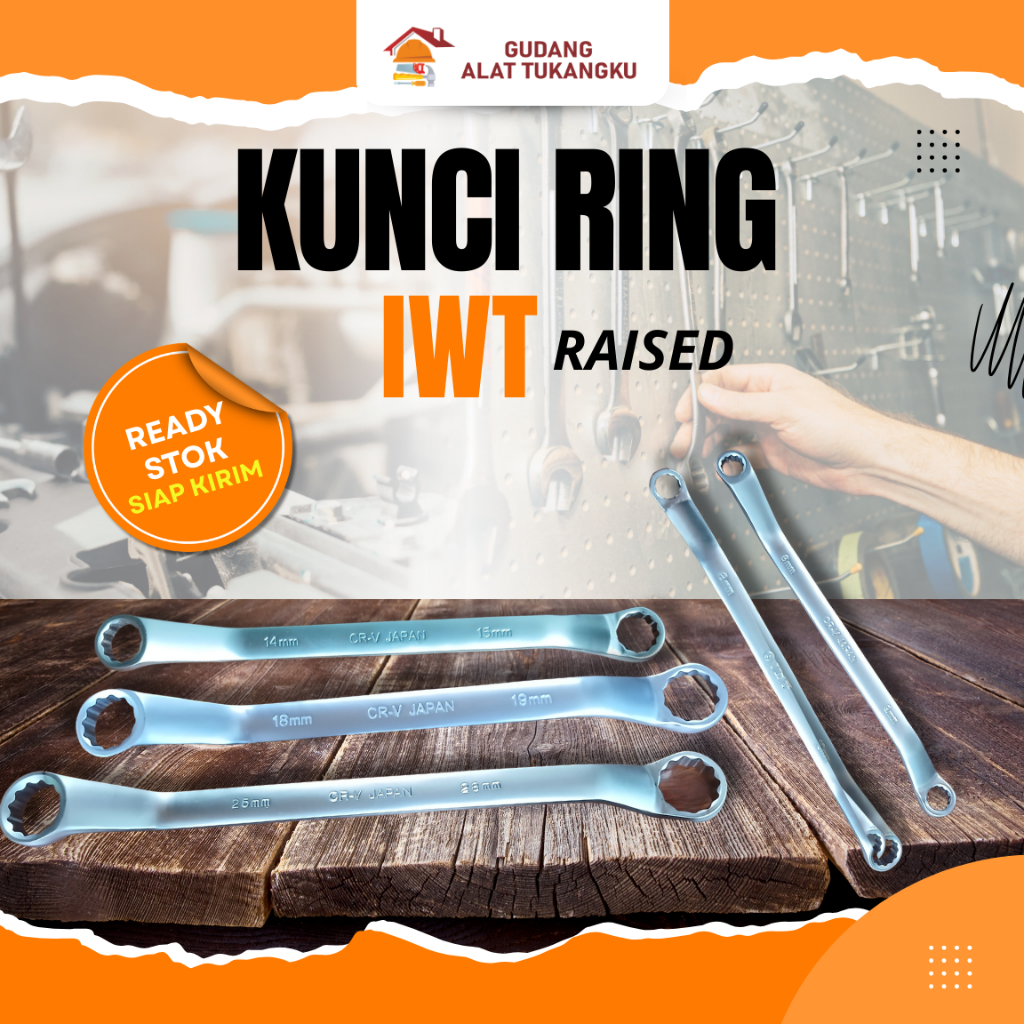 IWT RAISED RING WRENCH (ขนาด Variations 8x9mm, 8x10mm, 14x15mm, 18x19mm & 25x28mm)