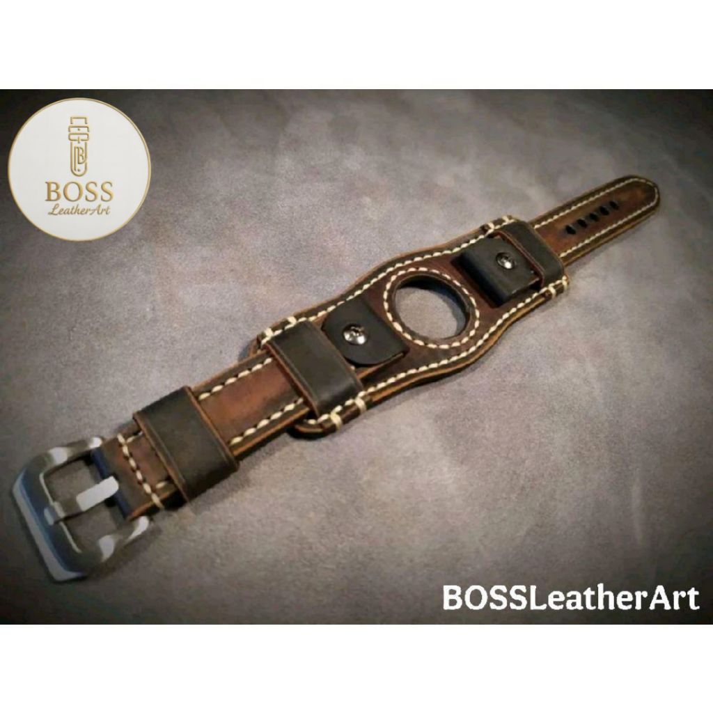 BUND WATCH STRAP | สายนาฬิกาหนังแท้ - พร้อมฐานทําด้วยมือเต็มรูปแบบ VINTAGE GRADIATION BOSSLeatherArt KB.173