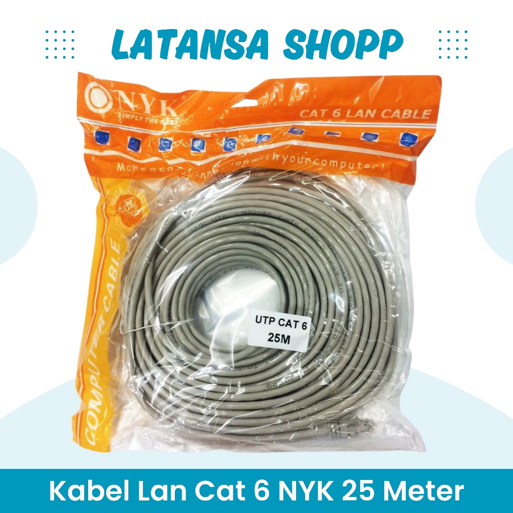 NYK 25M Cat 6E UTP สาย LAN พร้อมใช้ (เชื่อมต่อด้วยขั้วต่อ RJ45)