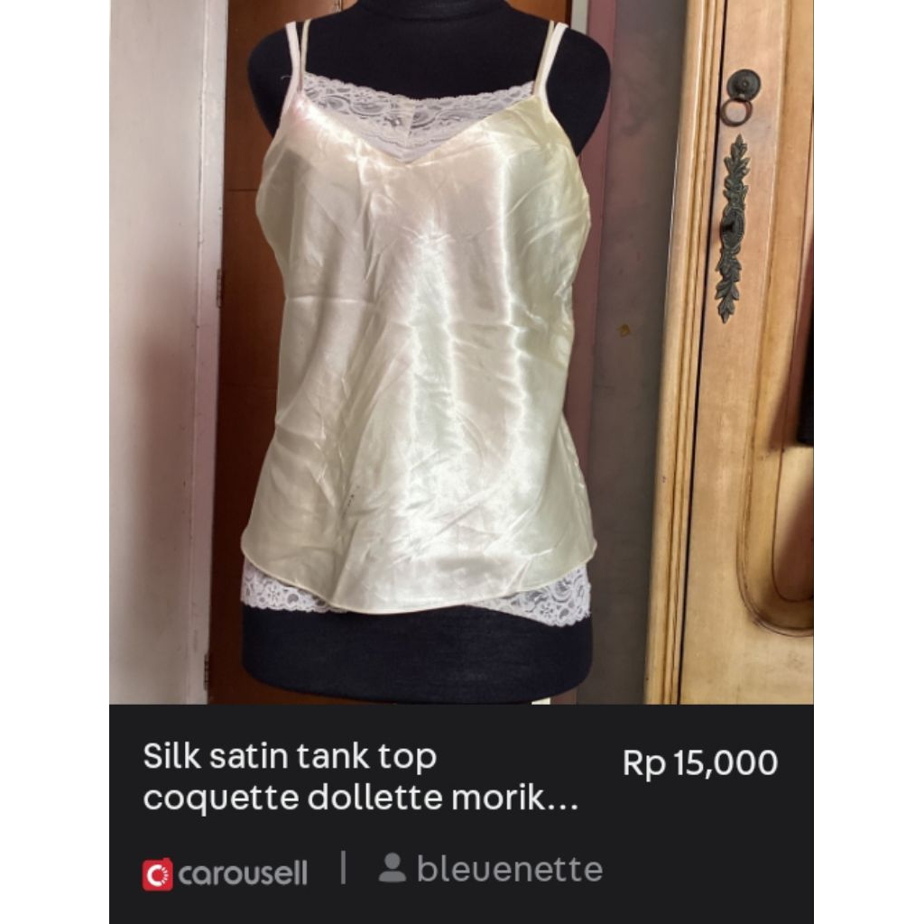 เสื้อกล้ามผ้าไหมซาติน coquette dollette morikei fairycore วินเทจย้อนยุค