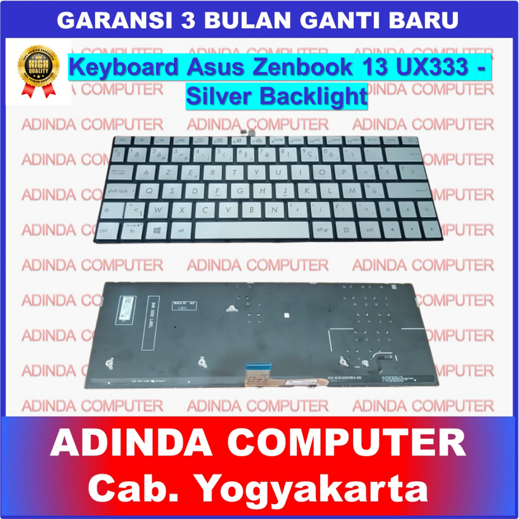 Asus Zenbook 13 UX333 UX333F UX333FA UX333FN คีย์บอร์ดแบ็คไลท์สีเงิน