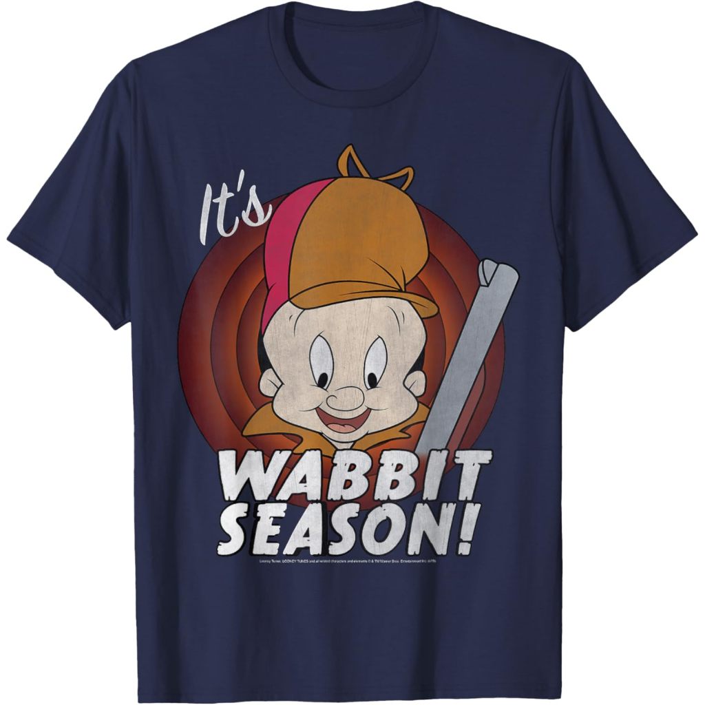 Looney Tunes Elmer Fudd Its Wabbit Season เสื้อยืด – Vintage 90s Retro ผู้ชายผู้หญิง Unisex Cotton C