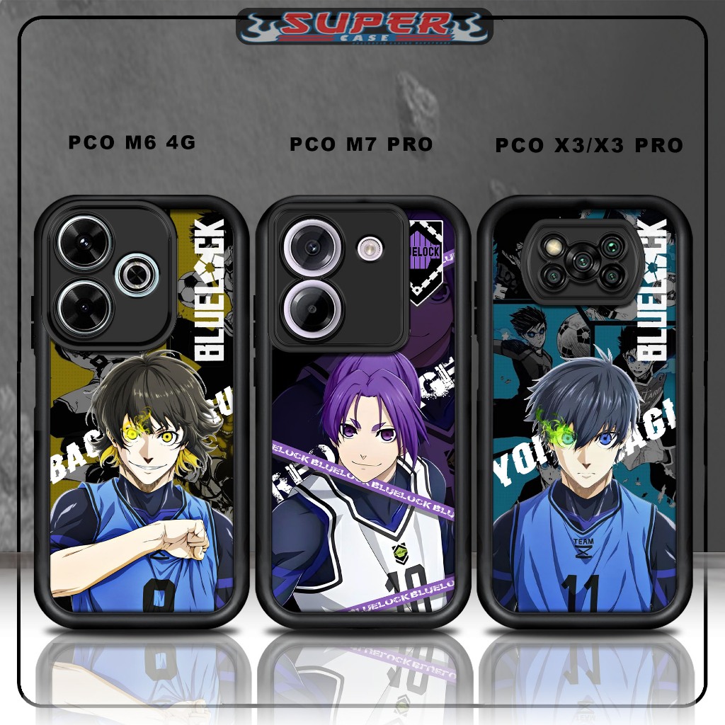 เคส Hp สําหรับ SoftCase Hp สําหรับแก้วสีดําพรีเมี่ยม POCO M6 4G PCO M7 PRO PCO X3/X3 PRO Design BLUE