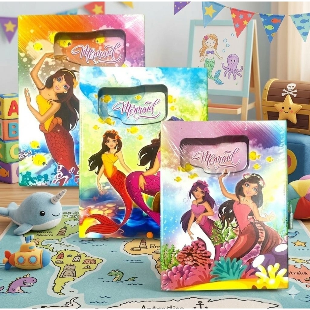 (1PC) DIARY A6 HARDCOVER W/BOX ORN MERMAID
