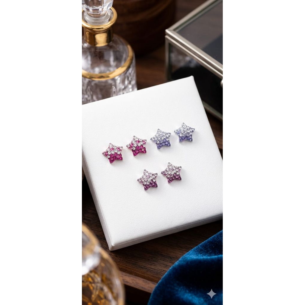 MATA ของแท้ S925 เงิน Swarovski Star ต่างหู/S925 เงินต่างหู/S925 เงินต่างหู/S925 เงินผู้หญิงต่างหู