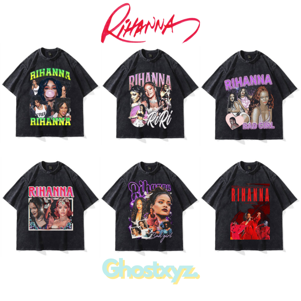 Ghostxyz เสื้อยืด Rihanna Wash Oversize Vintage Tee