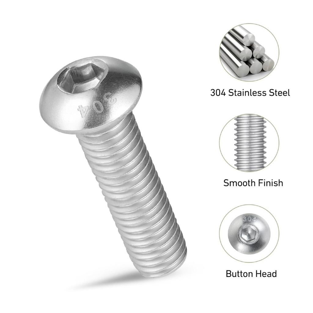 Bolt L ปุ่มหัว Hex ซ็อกเก็ตสกรูสลักเกลียว / Bolt L สแตนเลส/หัวปุ่ม Hex Cap สกรู M5x8 / M6x12 / M6x20