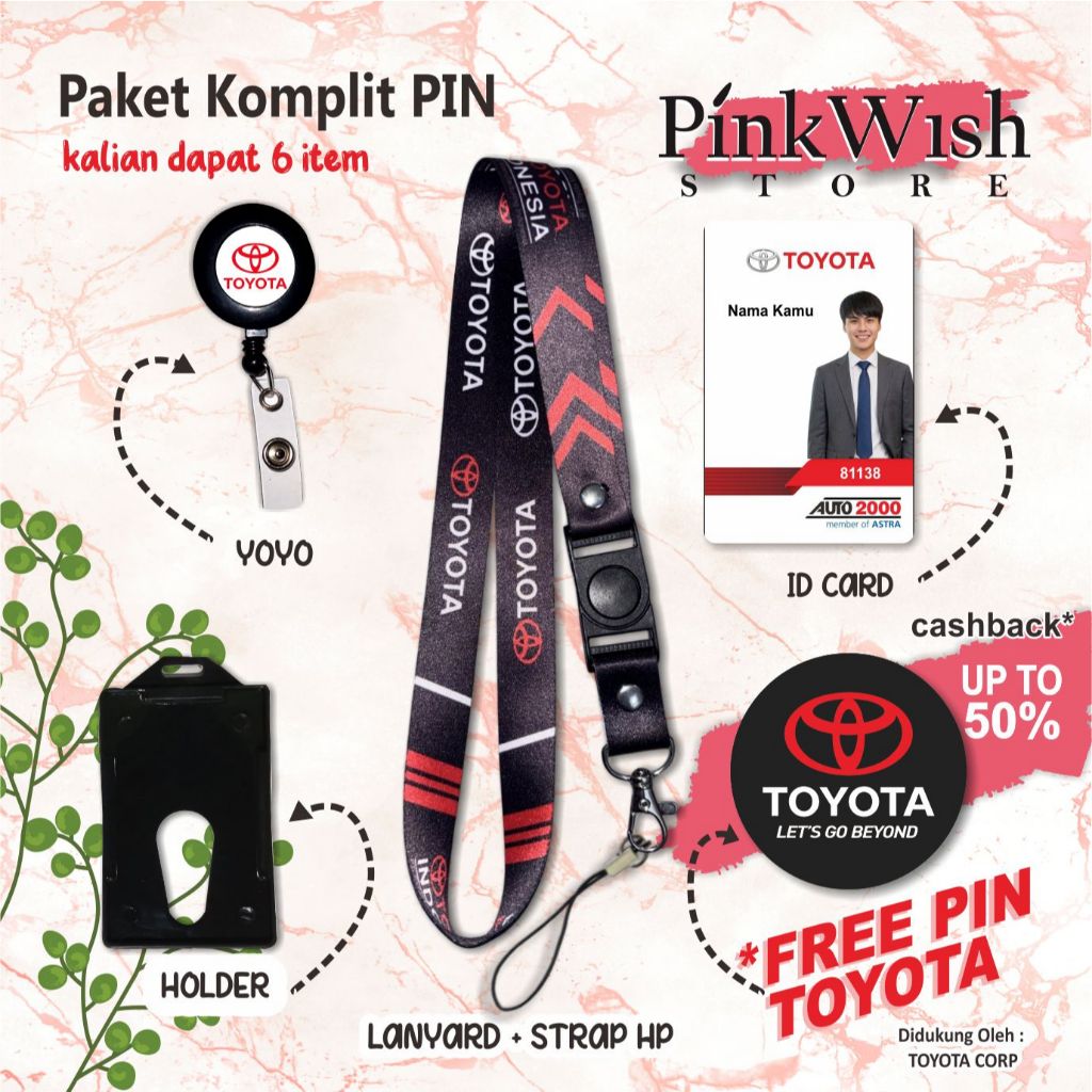 GANTUNGAN Black Toyota Manufacturing ID Card Strap / TOYOTA MANUFACTURING Lanyard / Toyota Manufacturing Lanyard ซื้อขายปลีกรู้สึกขายส่ง