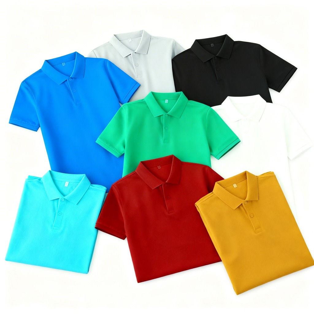 KEMEJA MENS SHORT-SLEEVED POLO SHIRT - PREMIUM PLAIN WANGKI COLLAR SHIRT - UNISEX SHIRT 8 สีดํา