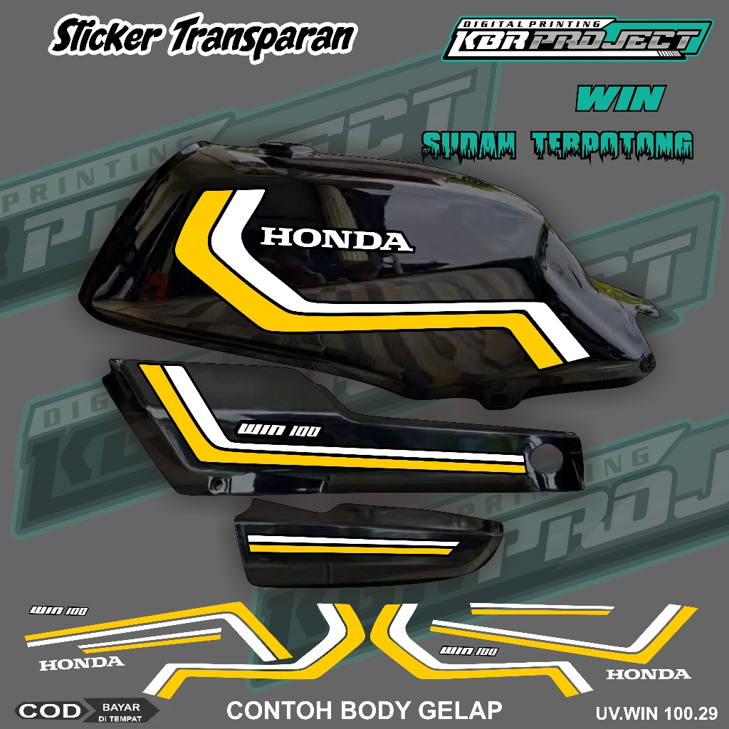 WIN 100 COOL PREMIUM TRANSPARENT STRIPING สติ๊กเกอร์ HONDA RACING VARIATION LINE 29 CUT